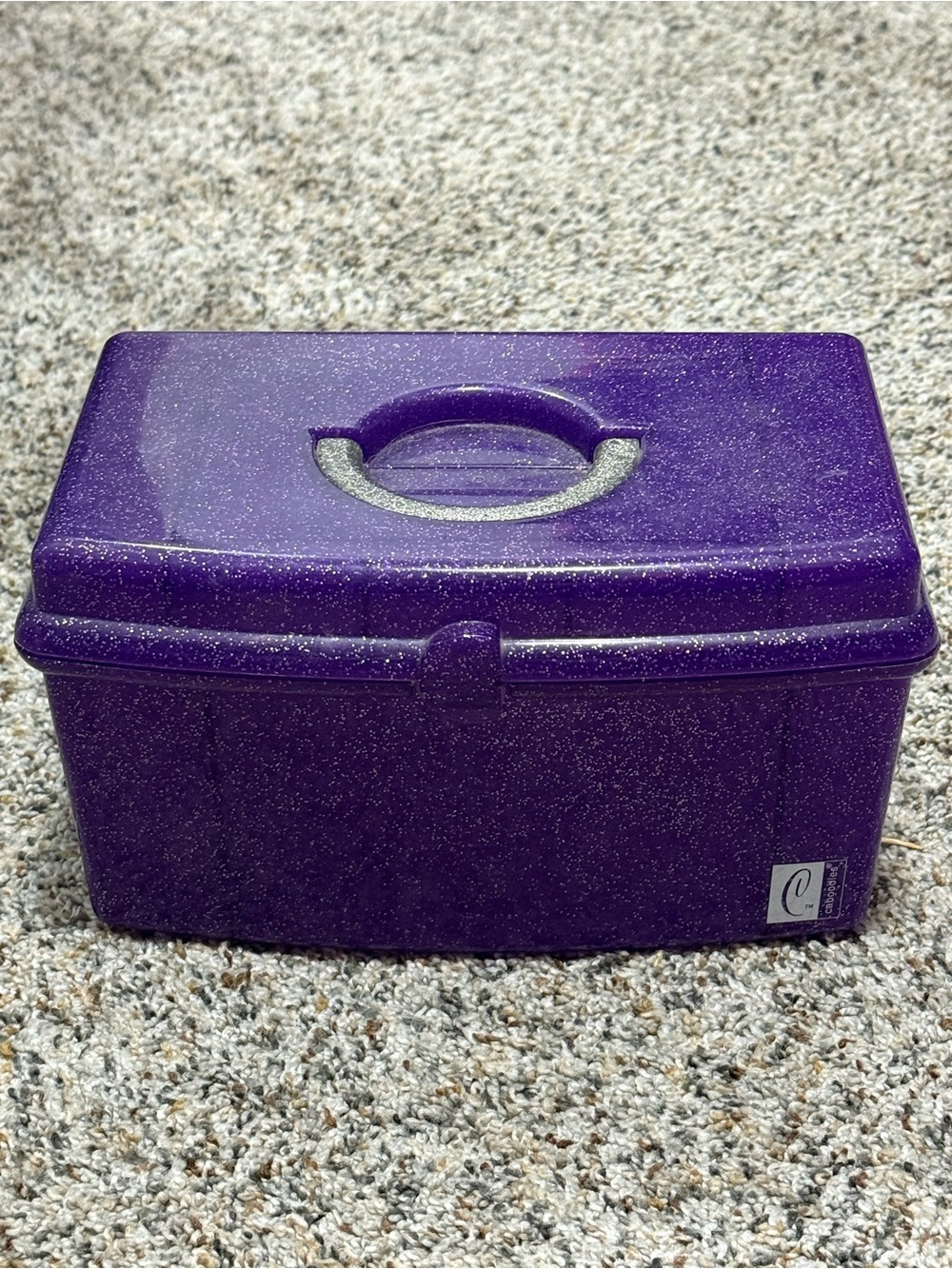 Caboodles Y2K Vintage Purple Glitter Storage Box with Handle